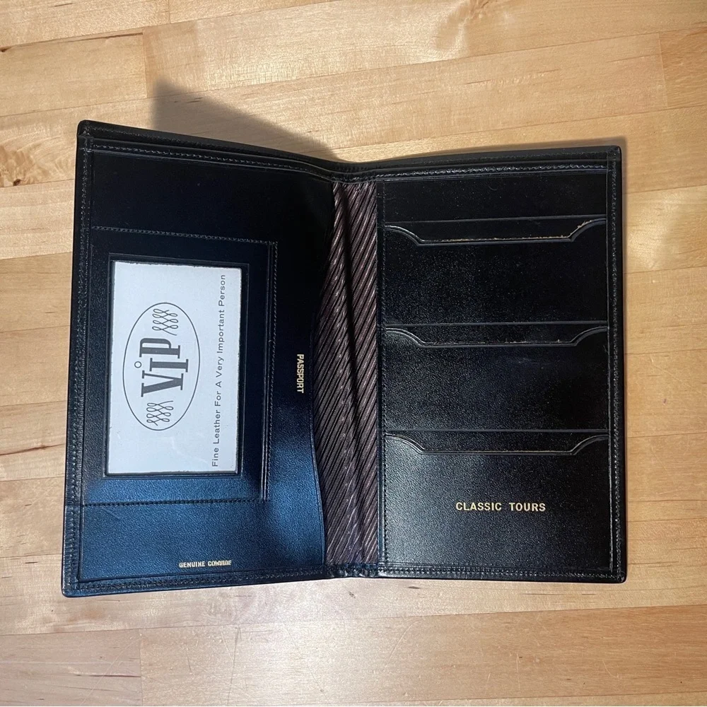 VIP Vintage Black Leather Travel Wallet